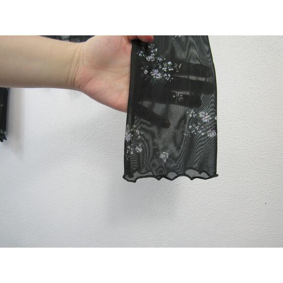 Arizona Jean Co Size Small Semi Sheer Ditsy Floral Print Front Tie Scalloped - Picture 4 of 6